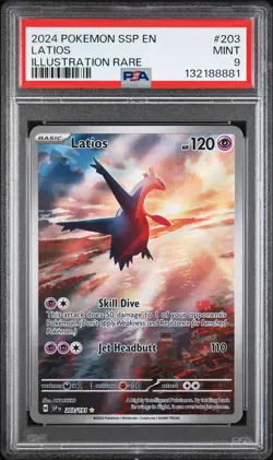 2024 POKEMON SSP EN-SURGING SPARKS ILLUSTRATION RARE #203 LATIOS PSA 9 - Image 1