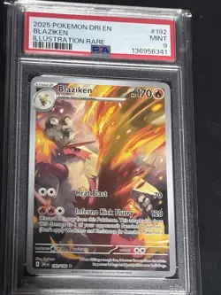 2025 POKEMON DRI EN-DESTINED RIVALS ILLUSTRATION RARE #192 BLAZIKEN PSA 9 - Image 1