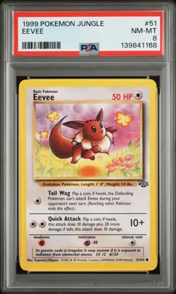 1999 POKEMON JUNGLE #51 EEVEE PSA 8 - Image 1