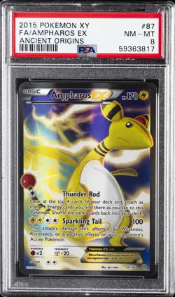 2015 POKEMON XY ANCIENT ORIGINS #87 FULL ART/AMPHAROS EX PSA 8 - Image 1