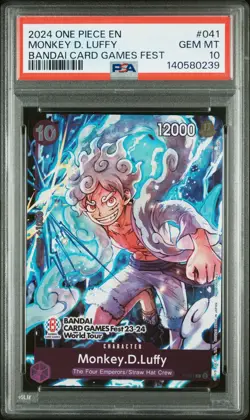 2024 ONE PIECE PROMOS BANDAI CARD GAMES FEST #041 MONKEY D. LUFFY PSA 10 - Image 1
