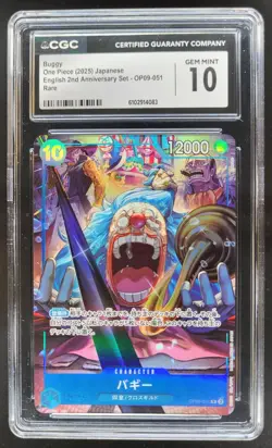 2025 ONE PIECE CCG JAPANESE BUGGY RARE 25TH ANNIVERSARY OP09-051 CGC 10 B PT - Image 1