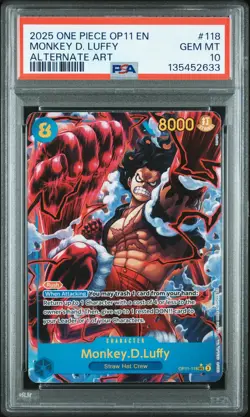 2025 ONE PIECE OP11-A FIST OF DIVINE SPEED ALTERNATE ART MONKEY D. LUFFY PSA 10 - Image 1