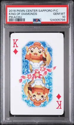 2016 POKEMON CENTER SAPPORO PLAYING CARDS PIKACHU KING OF DIAMONDS PSA 10 - Image 1