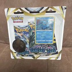 Pokemon Sword & Shield Silver Tempest 3 Booster Packs, Manaphy Promo Card & Coin - Image 1