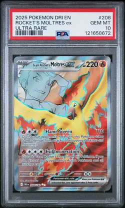2025 POKEMON DRI EN-DESTINED RIVALS ULTRA RARE TEAM ROCKET'S MOLTRES EX PSA 10 - Image 1