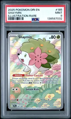 2025 POKEMON DRI EN-DESTINED RIVALS ILLUSTRATION RARE #185 SHAYMIN PSA 9 - Image 1
