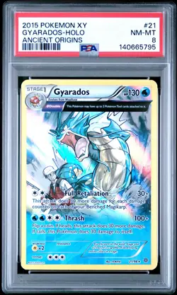 2015 POKEMON XY ANCIENT ORIGINS #21 GYARADOS-HOLO PSA 8 - Image 1