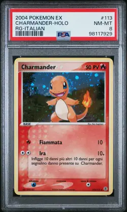 2004 POKEMON EX FIRE RED & LEAF GREEN ITALIAN #113 CHARMANDER-HOLO PSA 8 - Image 1