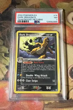 2004 POKEMON EX TEAM ROCKET RETURNS #15 DARK DRAGONITE PSA 7 - Image 1