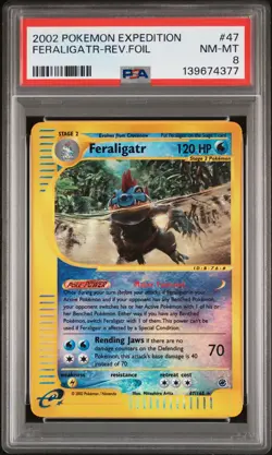 2002 POKEMON EXPEDITION #47 FERALIGATR-REVERSE FOIL PSA 8 - Image 1
