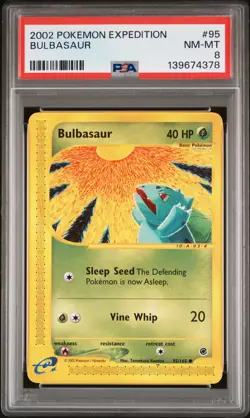 2002 POKEMON EXPEDITION #95 BULBASAUR PSA 8 - Image 1