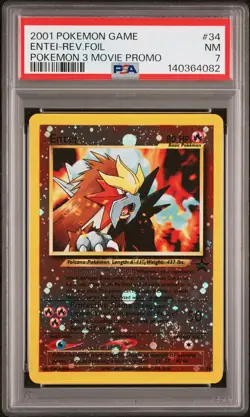 2001 POKEMON GAME MOVIE POKEMON 3 MOVIE PROMO #34 ENTEI-REVERSE FOIL PSA 7 - Image 1