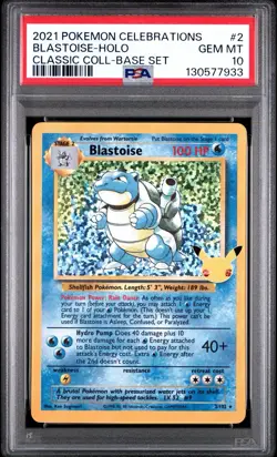 PSA 10 2021 Pokemon Celebrations Blastoise Holo Classic Collection Base Set #2 - Image 1