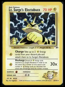 Pokemon Lt. Surge's Electabuzz Gym Heroes Holo Rare 6/132 Unlimited Edition - Image 1