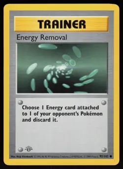 Energy Removal 92/102 Common Base Set 1st Edition Pokemon - Image 1