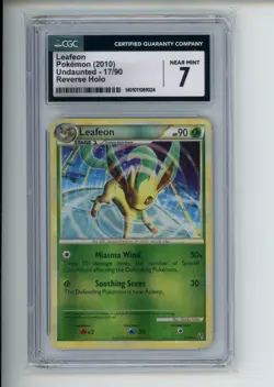 2010 Pokemon Undaunted Leafeon 17/90 Reverse Holo Rare CGC 7 NEAR MINT (024) - Image 1