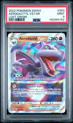 2022 POKEMON SWORD & SHIELD LOST ORIGIN #093 AERODACTYL VSTAR PSA 9 - Image 1