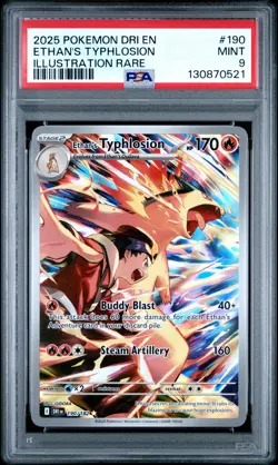 2025 POKEMON DRI EN-DESTINED RIVALS ILLUSTRATION RARE ETHAN'S TYPHLOSION PSA 9 - Image 1