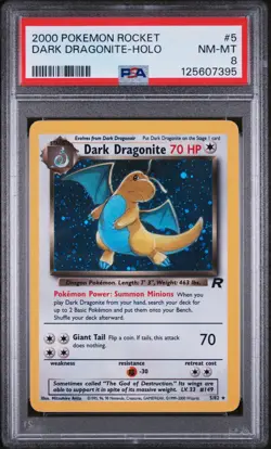 2000 POKEMON ROCKET #5 DARK DRAGONITE-HOLO PSA 8 - Image 1