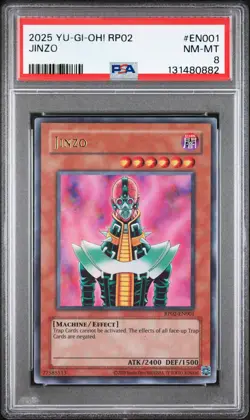 2025 YU-GI-OH! RP02-RETRO PACK 2 #EN001 JINZO PSA 8 - Image 1