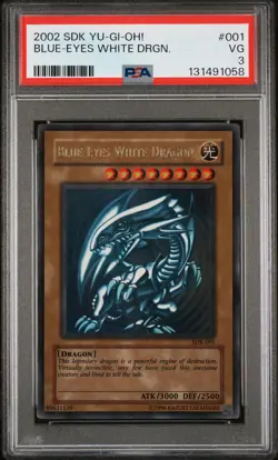 2002 YU-GI-OH! STARTER DECK: KAIBA #001 BLUE-EYES WHITE DRAGON PSA 3 - Image 1