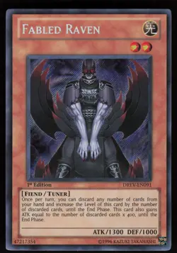 Fabled Raven DREV-EN091 Secret Rare Duelist Revolution 1st Edition Yu-Gi-Oh - Image 1
