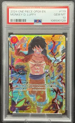2024 ONE PIECE OP09-EMPERORS IN THE NEW WORLD #119 MONKEY D. LUFFY PSA 10 - Image 1