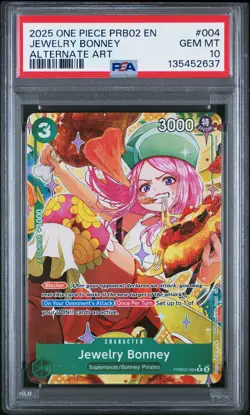2025 ONE PIECE PREMUM BOOSTER ALTERNATE ART #004 JEWELRY BONNEY PSA 10 - Image 1