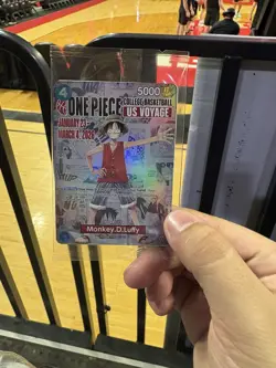 One Piece Monkey.D.Luffy US Voyage Promo Holo Card P-055 - Rutgers Basketball - Image 1