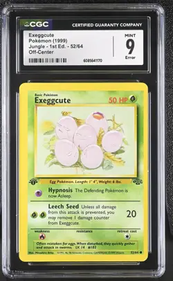 CGC 9 MINT Exeggcute 1999 Jungle 1st Edition 52/64 Error Pokemon Card - Image 1