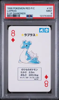 1996 POKEMON RED VERSION PLAYING CARDS 8 OF DIAMONDS #131 LAPRAS PSA 9 - Image 1