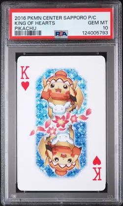 2016 POKEMON CENTER SAPPORO PLAYING CARDS PIKACHU KING OF HEARTS PSA 10 - Image 1