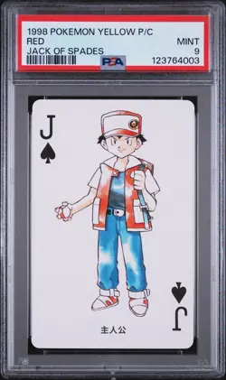1998 POKEMON YELLOW VERSION PLAYING CARDS JACK OF SPADES RED PSA 9 - Image 1