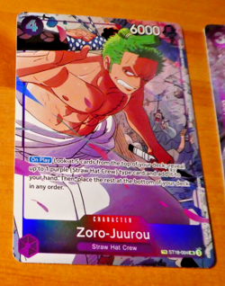 ONE PIECE ENGLISH CARD HOLO GAME CARTE ST18-004 Zoro-Jurou Tresor Rare JCC EN ** - Image 1