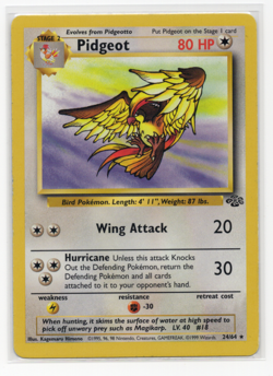 Pokemon Pidgeot #24/64 - Non-Holo Rare Unlimited Jungle Set LP Vintage Card TCG - Image 1