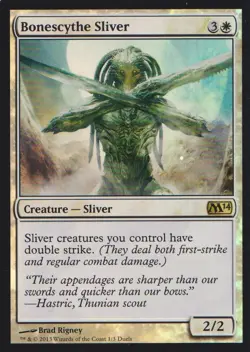 MTG Magic Bonescythe Sliver Duels of the Planeswalker 2014 Promo Foil - Image 1
