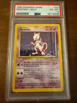 Mewtwo 10/102 Base Set Holo PSA 6 Ex-Mt Pokemon Card - Image 1
