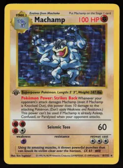 Machamp 8/102 Shadowless Holo Rare Base Set 1st Edition Pokemon - Image 1