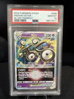 PSA 10 Gem Mint 2022 Pokemon SWSH Unown Vstar Silver Tempest #066 - Image 1