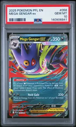 2025 POKEMON PFL EN-PHANTASMAL FLAMES #056 MEGA GENGAR EX PSA 10 - Image 1