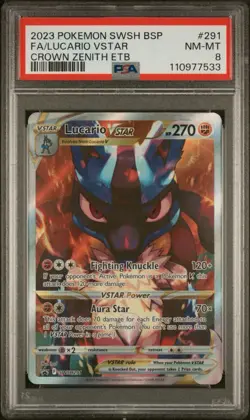 Pokemon SWSH BSP FA/Lucario #291 VSTAR Crown Zenith ETB 2023 PSA 8 - Image 1
