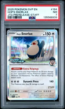 2025 POKEMON SVP EN-SV BLACK STAR PROMO #184 HOP'S SNORLAX PSA 7 - Image 1