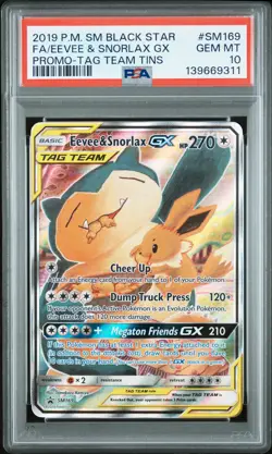 2019 POKEMON SM BLACK STAR PROMO #SM169 FULL ART/EEVEE & SNORLAX GX PSA 10 - Image 1