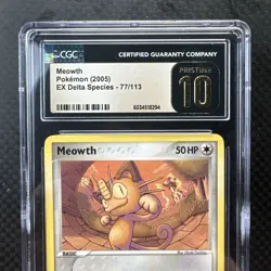 2005 Pokemon Meowth EX Delta Species -77/113 CGC PRISTINE 10 (POP 19) - Image 3