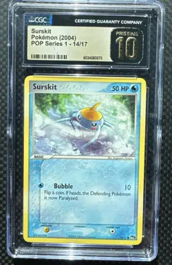 Pokemon TCG Surskit 14/17 2004 Pop Series 1 CGC PRISTINE 10 - Image 1