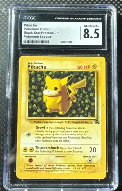CGC 8.5 NM MINT+ Pokemon Pikachu Black Star Promo 1 League Rare Low Pop New - Image 1