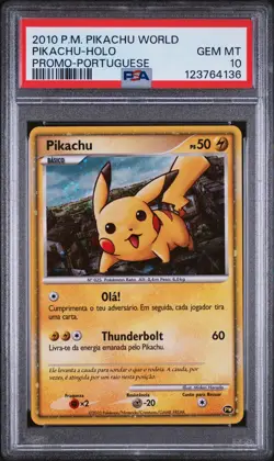 2010 POKEMON WORLD COLLECTION PORTUGUESE-DO NOT USE PIKACHU-HOLO PSA 10 - Image 1