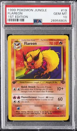1999 POKEMON JUNGLE 1ST EDITION #19 FLAREON PSA 10 - Image 1