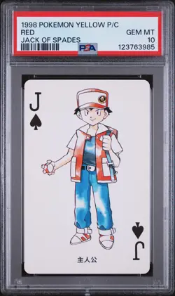 1998 POKEMON YELLOW VERSION PLAYING CARDS JACK OF SPADES RED PSA 10 - Image 1